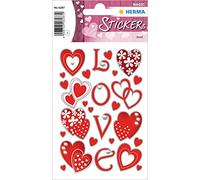 HERMA 6287 Pegatinas Corazones Brillantes Pequeñas Grandes, 26 Unidades, Corazón Pegatinas en Forma de Corazón para Día de San Valentín, Amor, Boda, Cumpleaños, Scrapbooking, Decoración, Regalo,