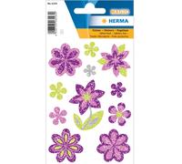 HERMA 6293 Pegatinas de Diamantes Brillantes Flor Diamante (11 Pegatinas, Lámina, Purpurina) Autoadhesiva, Adhesivo Permanente, Etiquetas para Niñas y Niños, Colorido