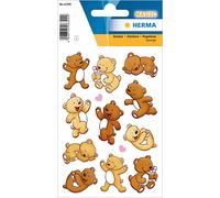 HERMA 6399 Pegatinas de osos pequeños y grandes, 11 unidades, animales 3D con diseño de ositos, etiquetas para niños para álbum de fotos, diario, álbum de poesía, álbum de recortes, cumpleaños,