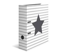 HERMA 7191 - Archivador (DIN A4, 10 unidades, 7 cm de ancho, cartón estable, impresión exterior e interior de alta calidad, diseño de anillas), diseño de estrellas blancas