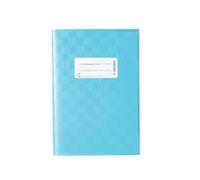 HERMA 7433 - Fundas para cuadernos A5, rafia, color azul claro, paquete de 25, fundas para libros con etiqueta y estructura de rafia hechas de película de polipropileno duradera y fácil de limpiar,
