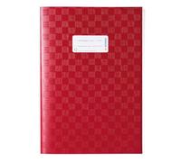 HERMA 7450 sobres DIN A4 Bast, fundas con etiqueta y estructura de rafia, forro para libros, de polipropileno resistente y lavable, juego de 25 grapas, color rojo vino