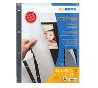 HERMA 7577 - Cartulinas para fotos (232 x 297 mm, 230 g/m², 20 hojas con papel de pergamino estructurado, se pueden configurar por ambos lados), color negro