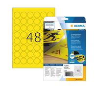 Herma 8034 Etiquetas de aluminio resistentes A4 Ø 30 mm amarillas (1200 etiquetas)