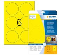 HERMA 8035 - Etiquetas redondas resistentes a la intemperie, 800 hojas, diámetro de 85 mm, 6 por hoja A4, 4800 pegatinas, autoadhesivas, imprimibles, mate, etiquetas de señal en blanco para