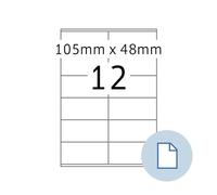 HERMA 8419 Etiquetas universales, 500 hojas, 105 x 48 mm, 12 hojas por A4, 6000 unidades, autoadhesivas, imprimibles, mate, papel en blanco, etiquetas adhesivas, color blanco