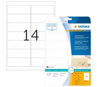 HERMA 8671 Self Adhesive Clear Film Labels, 14 Labels per A4 Sheet, 25 Sheets, 9