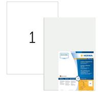 HERMA 9542 Etiquetas de papel de aluminio, 10 hojas, 297 x 420 mm, 1 hoja A3, 10 unidades, autoadhesivas, imprimibles, mate, en blanco, para exteriores, de polietileno, color blanco