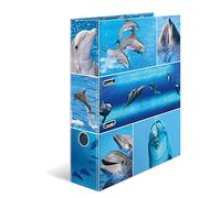 HERMA Archivador de anillas con palanca Animales con motivo Delfines, A4, 70 mm, con estampado interior, 1 carpeta con motivos