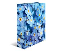 HERMA Archivador de anillas para niños, tamaño A4, flores azules, 7 cm de ancho, con diseño de plantas, colorido con impresión interior para niños y niñas