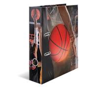 HERMA Archivador de baloncesto con palanca A4, lomo de 70 mm, carpeta resistente con diseño deportivo, acabado brillante e impresión interior, carpeta de anillos para niños, carpeta de archivo y