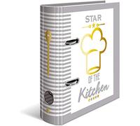 HERMA Archivo de receta con motivo Star of the Kitchen, A5, 70 mm, con adornos dorados y registro de 5 piezas, 1 carpeta con motivos