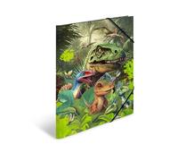 HERMA Carpeta A3 con diseño de dinosaurios para niños, de cartón con diseño de dinosaurio, goma, solapas interiores e impresión interior para niños y niñas