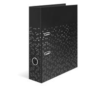 HERMA Carpeta A4 color negro, 7 cm de ancho, carpeta de anillas para niños con patrón, carpeta de archivos monocolor con acabado brillante e impresión interior para niños y niñas