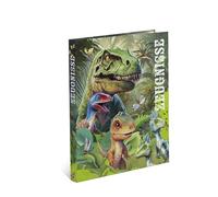 HERMA Carpeta A4 de dinosaurios, carpeta de certificados con 10 fundas transparentes para 20 certificados, certificados y documentos, cuaderno de anillas con impresión interior, mecanismo de 4 anillas