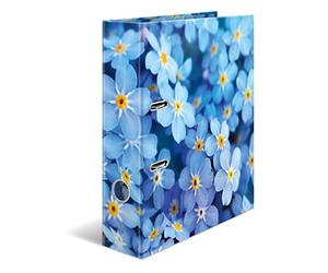 Herma Carpeta A4 de flores azules, 10 piezas, 7 cm de ancho, archivador infantil con diseño de plantas, archivador de palanca colorido con impresión interior para niños y niñas