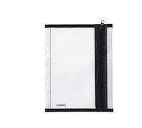 HERMA Carpeta para documentos A5 con cremallera, bolsillo impermeable con cremallera, carpeta de plástico perforada con cierre y cremallera, semitransparente, 25,5 x 20 cm