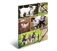 HERMA Carpetas de coleccionista A4 Farm Set, 3 piezas, carpeta esquinera infantil de cartón con motivo animal, banda elástica, solapas interiores e impresión interior para niños y niñas