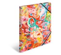HERMA Carpetas de portafolio A4, juego de pintura de 3 piezas, carpeta de esquina de cartón para niños con motivos artísticos, banda elástica, solapas interiores e impresión interior para niños y