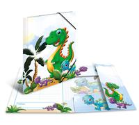 HERMA 19785 Carpeta de dibujo Jardín de infancia con motivo de Dinosaurios, A4, cartón resistente, con impresión interior, carpeta de 1 palmo