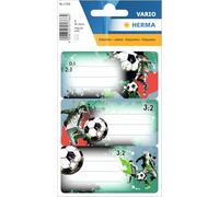 HERMA Etiquetas de libro para escribir fútbol, deportes con nombre para niños con diseño de fútbol, etiquetas autoadhesivas para nombre para escuela, libro, cuaderno escolar, botella de agua