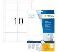 HERMA Etiquetas perforadas 9011 para ropa, 25 hojas, 90 x 54 mm, 10 piezas por hoja A4, 250 pegatinas, autoadhesivas, imprimibles, tarjetas de cartón no adhesivas, blancas