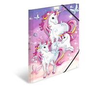 HERMA Juego de carpetas A3 de unicornio, 3 unidades, de cartón, con diseño de guardería, goma, solapas interiores e impresión interior para niños, niñas y niños