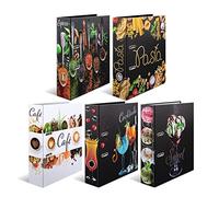 HERMA Juego de carpetas de cocina A4, 5 unidades, 7 cm de ancho, para escribir y archivar, diseño de libro de recetas con acabado brillante e impresión interior para recetas de cocina
