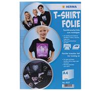 HERMA Papel de transferencia para textiles oscuros, papel de planchado A4 para imprimir y planchar, 10 hojas, lámina de transferencia para tela negra, lámina de planchado para personalizar, camiseta
