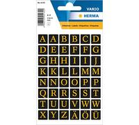 HERMA Pegatinas de letras doradas, 96 unidades, 13 x 13 mm, autoadhesivas, grandes, letras del alfabeto A-Z de lámina adhesiva, color negro