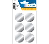 HERMA Pegatinas de puntos plateadas, 18 etiquetas, Ø 32 mm, 6 etiquetas por hoja, etiquetas autoadhesivas redondas de color, puntos de marcado en blanco, pegatinas circulares adhesivas para calendario
