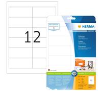 HERMA Self Adhesive Multi-Purpose Labels, 12 Labels Per A4 Sheet, 120 Labels For