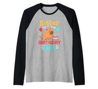 Hermana De La Niña del Cumpleaños Capybara Capy Bday Family Camiseta Manga Raglan