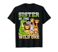 Hermana del Salvaje Un Zoológico Cumpleaños Safari Jungle Animal Camiseta