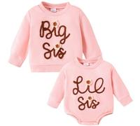 Hermana gran hermana pequeña trajes a juego Lil Sis suéter sudadera mameluco de manga larga para niñas bebé, Pink Big Sis, 2-3 Años