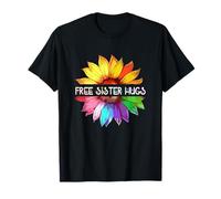 Hermana Gratis Abrazos Lgbtq Lgbt Orgullo Daisy Rainbow Flower Camiseta
