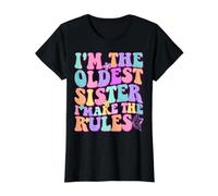 Hermana Mayor I Make The Rules Funny Matching Hermano Camiseta gráfica económica, Mujer, Negro, XL