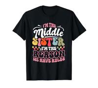 Hermana Mediana, yo Soy la razón por la Que Tenemos Reglas Divertidas Camiseta gráfica económica, Hombre, Negro, M