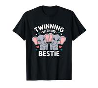 Hermanamiento con mi mejor amiga elefante, lindos amigos a juego Camiseta