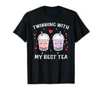 Hermanándose con My Best Tea Matching Boba Bestie Kawaii Girls Camiseta