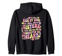 Hermanas Bonded by Heart Side by Side Or Miles Apart Hermanos Sudadera con Capucha