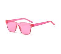 hermaner Gafas de sol sin montura de color caramelo para mujer y hombre, protección UV400, una lente cuadrada, diseño minimalista, gafas de sol dulces para exteriores, fiesta en la calle, música