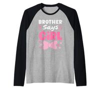 Hermano Dice Que el Equipo de votación de revelación de género de niña Hija Rosa Camiseta Manga Raglan