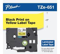 Hermano laminado de cinta negro en amarillo, (24 mm TZe651, empaquetado al por menor)