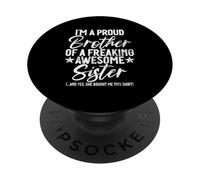 Hermano Orgulloso de una Hermana Impresionante Divertidos a Juego Hermanos PopSockets PopGrip Adhesivo