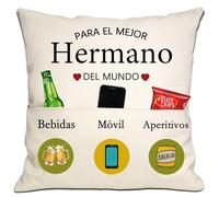 Hermano Regalo de Hermana Hermano Mejor Hermano del Mundo Fundas de Cojín 18x18 Pulgadas con 3 Bolsillos para Hermano Regalo de Cumpleaños (Hermano)