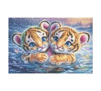 Hermanos Cachorros de Tigre Lindos Puzzles 1000 Piezas Estera Portátil Familiar Grande Rompecabezas para Adultos Aliviar Estrés 3D Maquetas Construir DIY Moderno 1000 PCS