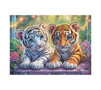 Hermanos Cachorros de Tigre Lindos Puzzles 500 Piezas Decorativo Coleccionable Obra De Arte Rompecabezas Familiar para Adultos Desafío Avanzado DIY Creativo 500 PCS