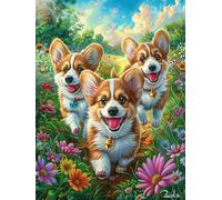 Hermanos Corgi Puzzle 500 Piezas Obra De Arte 3D Realista Animal fantástico de Animales Salvajes Rompecabezas para Hombres Y Mujeres Desafío Intelectual Estera Portátil DIY Moderno 500 PCS