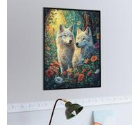 Hermanos Lobo Blanco Puzzles 500 Piezas Impossible 3D Ultra Difícil Animales de paisajes Naturales Rompecabezas para Adultos Desafío Intelectual Estera Portátil DIY Moderno Creativo 500 PCS